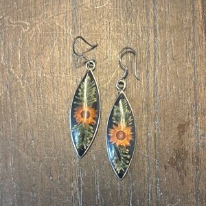 Floral Silver Drop Earrings